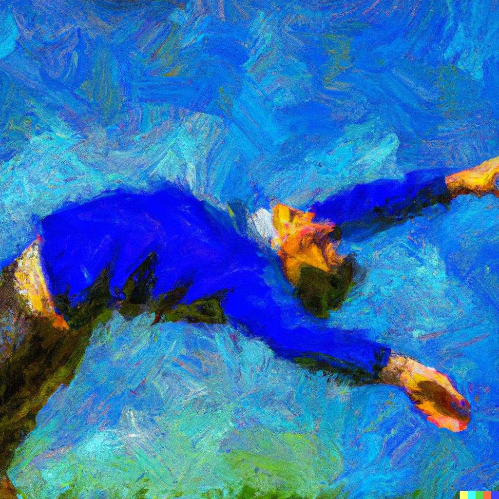 the discovery of gravity, painting, impressionism style